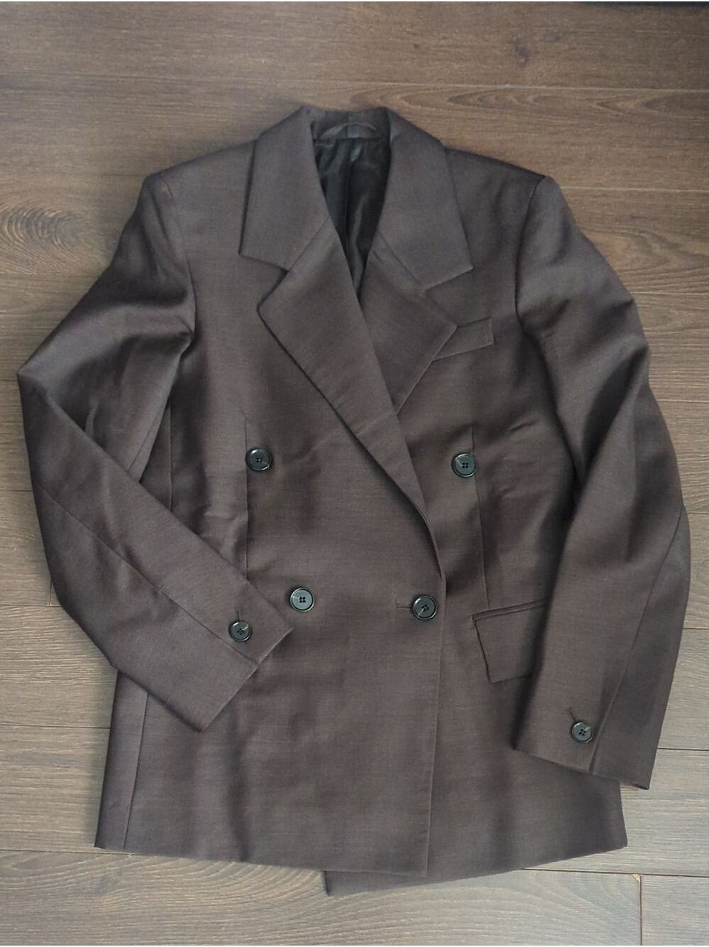 COS Double-Breasted Brown Blazer Jacket - Women's Tailored Coat - Picture 14 of 14